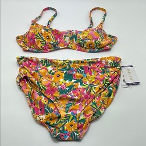 Anne Cole Limited Edition Floral Bikini Set $110 XXL High Waist Yellow NWT